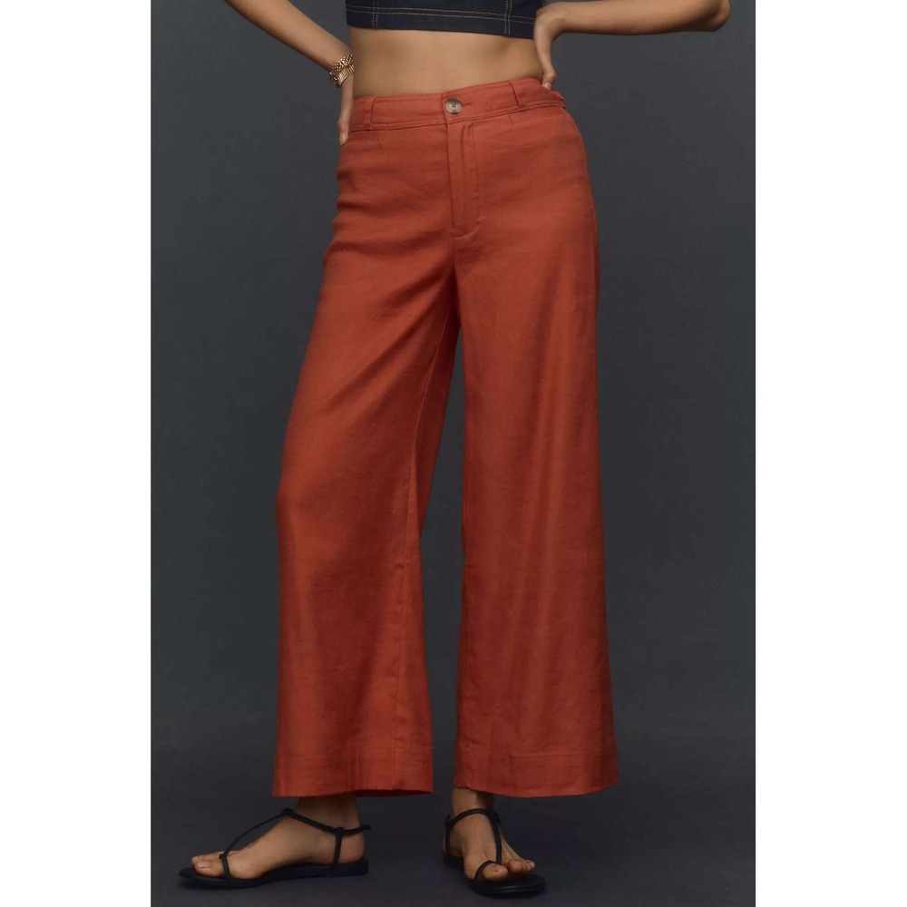 Anthropologie Maeve The Ettie High-Rise Crop Wide-Leg Pants: Linen Edition